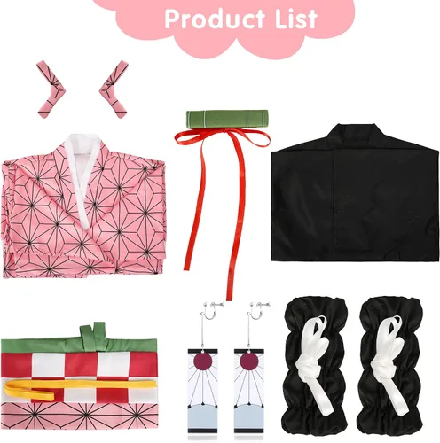 Vista 4 de Tanjirou Cosplay Costume Japanese Anime Kimono Outfit Halloween