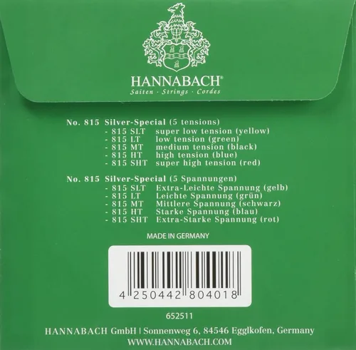 Vista 2 de Hannabach Serie 815 - Cuerda de guitarra (tensión baja) plateada especial, única E1 para guitarra clásica (652511)