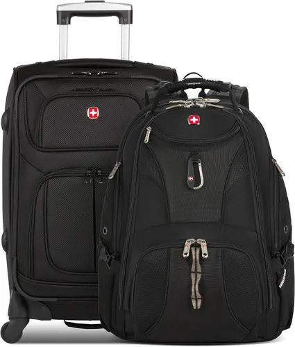 Vista 44 de SwissGear Sion Softside - Maleta giratoria expandible duradera y ligera, color negro, juego de 2 piezas (equipaje de mano / grande)