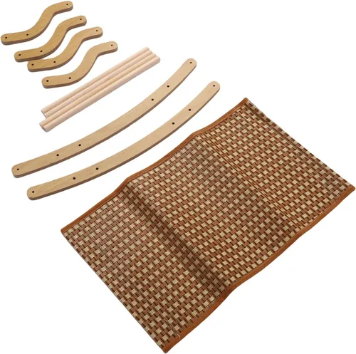 Vista 5 de Elevated Cat Bed, Lightweight Wooden Cooling Pet Cot with Breathable Rattan Mat Detachable Washable for Small Dogs and Kittens