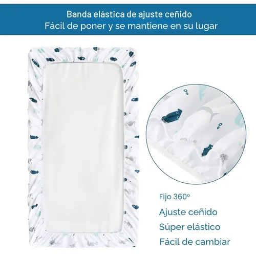 Vista 6 de Sábana de cuna, paquete de 2 sábanas de cuna, sábanas de cuna ultra suaves para bebés niños o niñas, ajuste universal para cuna rectangular
