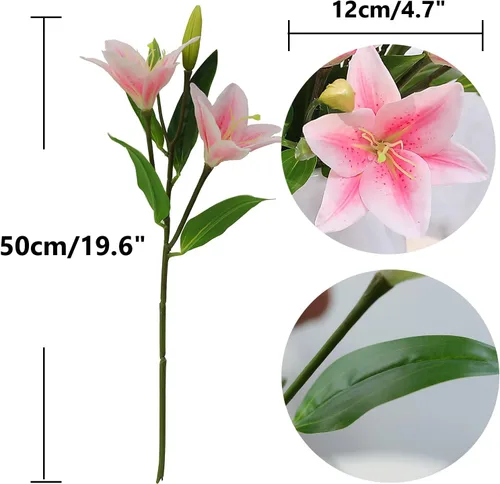Vista 5 de 5 ramos de flores artificiales de seda de 19.7 in/19.6 pulgadas, flores de tacto real con tallos, arreglo floral para el hogar, mesa de boda, centro