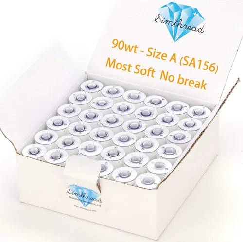 Vista 7 de Simthread 144 hilos de bobinas preenrolladas para bordar, clase 15, tipo A, tamaño SA156, poliéster negro de 60 pesos, compatible con Bernina Pfaff