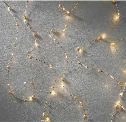Vista 2 de Ashland Cadena de luces LED de perlas de oro blanco cálido de 40 quilates