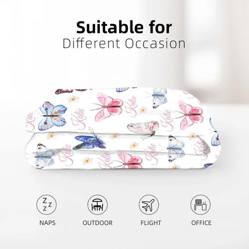 Vista 6 de Manta personalizada con nombre de mariposa, regalos personalizados para adultos, manta personalizada para hombres y mujeres, manta de franela
