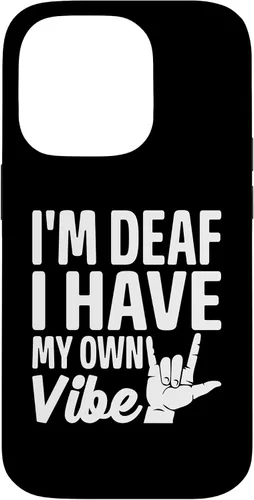 Vista 17 de Funda para iPhone 17 con texto en inglés «Sordo» con texto en inglés «Sordo» con texto «I'm Deaf. I Have My Own Vibe»