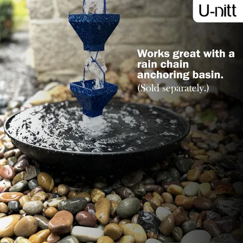 Vista 7 de U-nitt Cadena de lluvia colección de agua para canalones, atrapador de agua de lluvia y desviador, cadenas de 8.5 pies para jardín exterior, copas