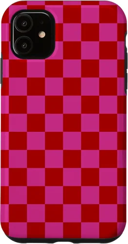 Vista 8 de Red Pink Checkered Checked Pattern Check Design #019 Case for iPhone 17