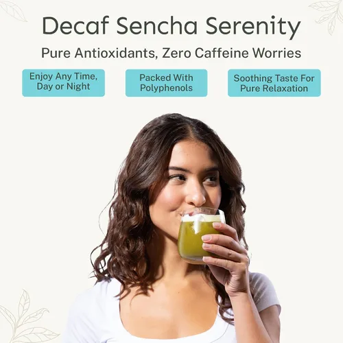 Vista 6 de Yu Tea Decaf Organic Sencha Green Tea Powder, 100 porciones, rico en antioxidantes, EGCG y L-teanina, hoja japonesa pura de la primera cosecha, sin