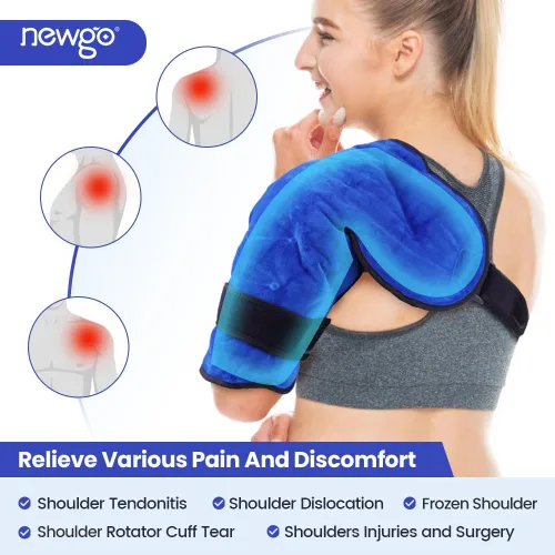 Vista 3 de NEWGO Manguito rotador de bolsa de hielo para hombro, reutilizable, terapia de frío, para aliviar el dolor, bolsa de hielo de gel para lesiones