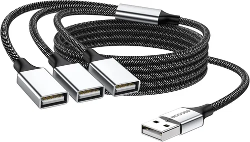 Vista 7 de MOGOOD Cable divisor USB 2.0 1 en 3 salidas USB A macho a 3 hembras Negro