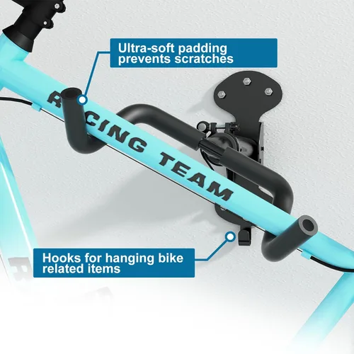 Vista 3 de Urban Deco Soporte de pared para bicicleta de 66 libras, capacidad de carga extensible, 6 pulgadas, soporte para bicicleta, garaje, diseño