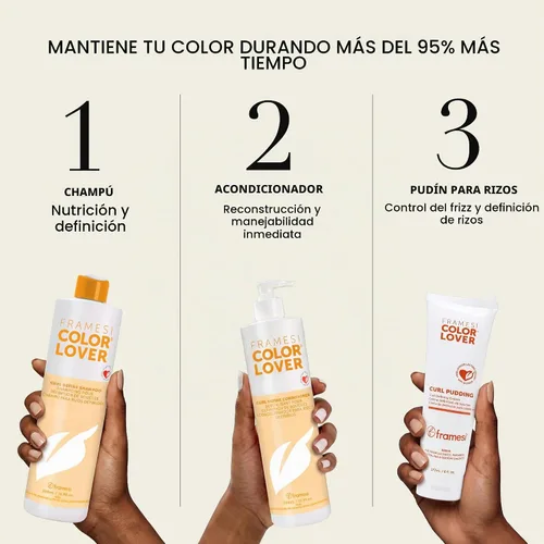 Vista 5 de Framesi Color Lover Curl Define Acondicionador, 16.9 fl oz, acondicionador para cabello rizado con quinua, cabello teñido