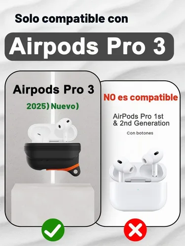 Vista 2 de Funda de silicona para AirPods Pro 3, impermeable, a prueba de golpes Negro profundo