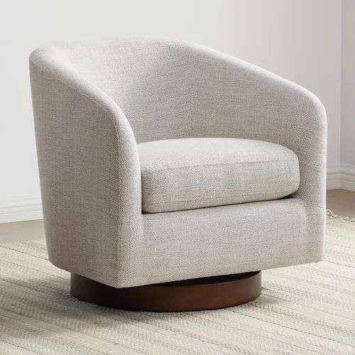 Vista 18 de CHITA Silla Giratoria de Acento, Silla Barrel Tapizada en Terciopelo con Certificación FSC para Sala de Estar, Completamente Ensamblada, Naranja