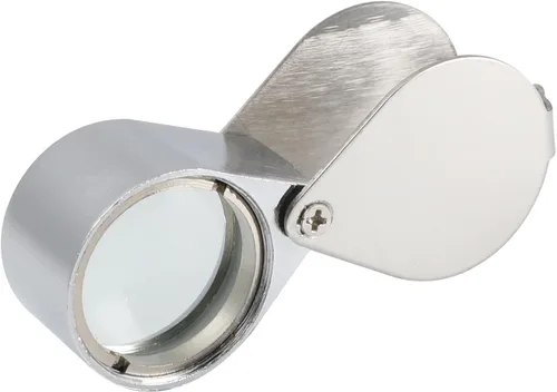 Vista 8 de Othmro Lupa 10X diámetro de lente 0.827 in silbato forma plegable joyería lupa lupa plata