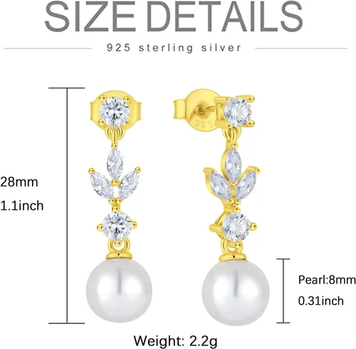 Vista 6 de Aretes de plata de ley 925 para mujer, aretes colgantes y colgantes con circonita cúbica 5A para mamá, madre, esposa, hija, abuela, joyería de regalo