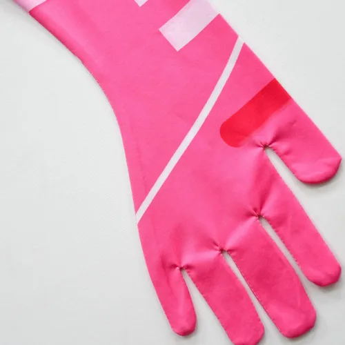 Vista 6 de Rogkidha Disfraz de melocotón para niñas, overol de cosplay de princesa rosa con bufanda