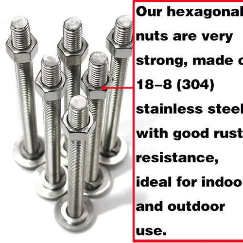 Vista 7 de Fullerkreg Tuerca hexagonal inoxidable de 1/4"-20, acero inoxidable 304, acabado brillante, (100 piezas)