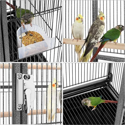 Vista 6 de Yaheetech Jaula grande de hierro forjado de 54 pulgadas para loros pequeños, periquitos y pájaros para loros pequeños, periquitos, mejillas verdes