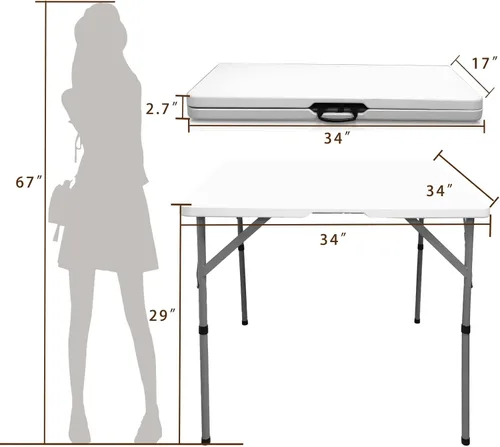 Vista 10 de Mesa de tarjetas plegable cuadrada de 34 pulgadas, diseño