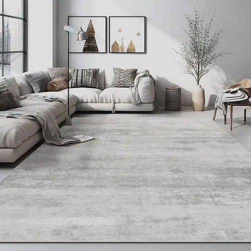Vista 32 de Auemtyn Alfombra de área de 8 x 10 pies para sala de estar, alfombra lavable con parte trasera antideslizante, alfombra de pelo bajo para gris