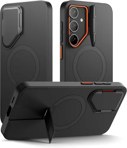 Vista 9 de SURITCH Funda para teléfono Samsung Galaxy S26 Plus, cubierta protectora magnética con cubierta de cámara y soporte de metal ajustable para Galaxy