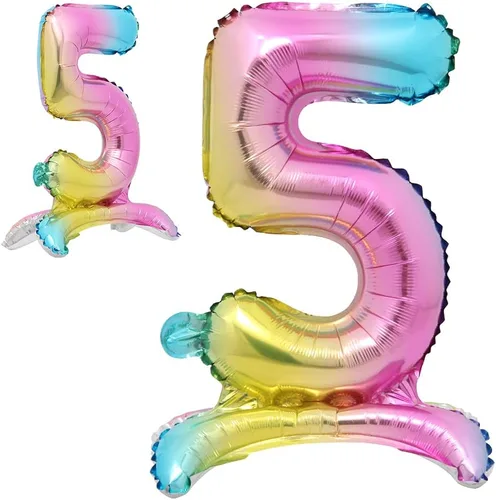Vista 9 de Globos de helio de 40 pulgadas con degradado arcoíris de pie, colorido, tamaño grande, globos de helio para fiesta de cumpleaños, decoración