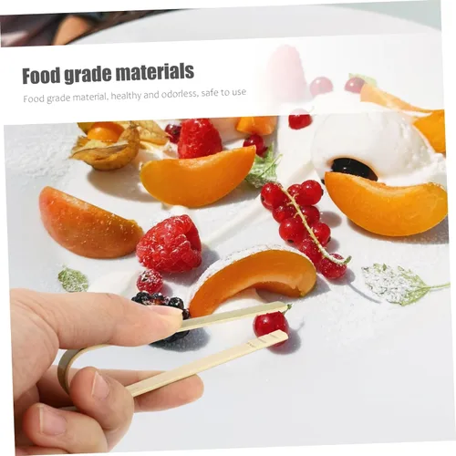 Vista 7 de DOITOOL Pinzas para pan de cocina, pinzas de bambú para alimentos, función anti-escaldaduras, para utensilios de cocina, 10 uds