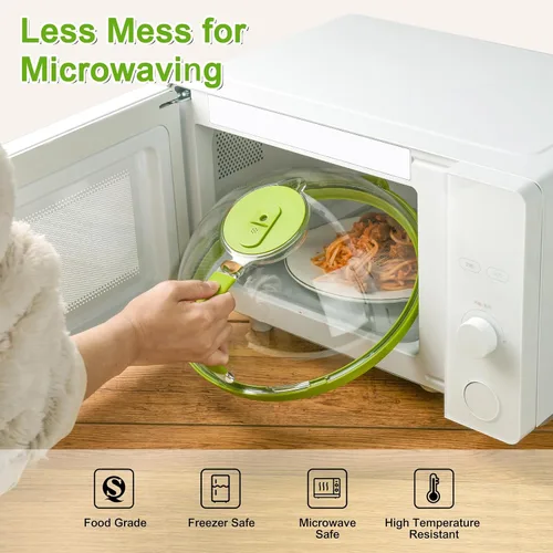 Vista 2 de Cubierta mejorada para salpicaduras de microondas para alimentos, cubierta transparente para microondas con vaporizador de agua, protector