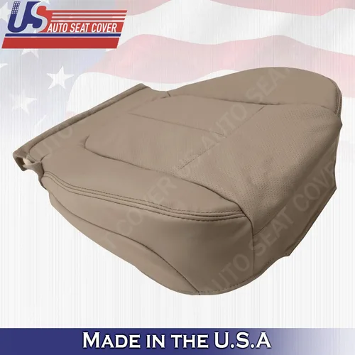 Vista 5 de Cubierta de asiento de cuero perforada inferior del conductor Camel Tan 2009 2010 para Ford F150 Lariat
