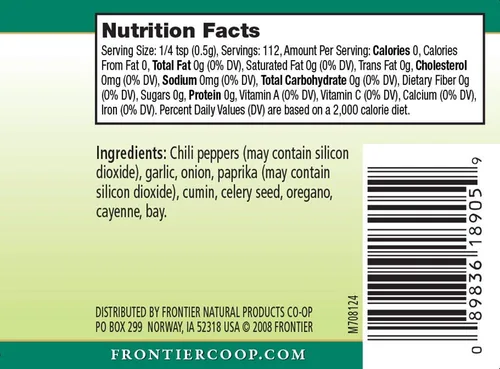Vista 3 de Frontier Seasoning Blends - Condimento mexicano sin sal, botella de 2 onzas
