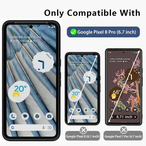 Vista 4 de X-level Funda delgada para Google Pixel 8 Pro, de doble capa, a prueba de golpes, cuerpo completo, parte trasera de policarbonato duro, superficie