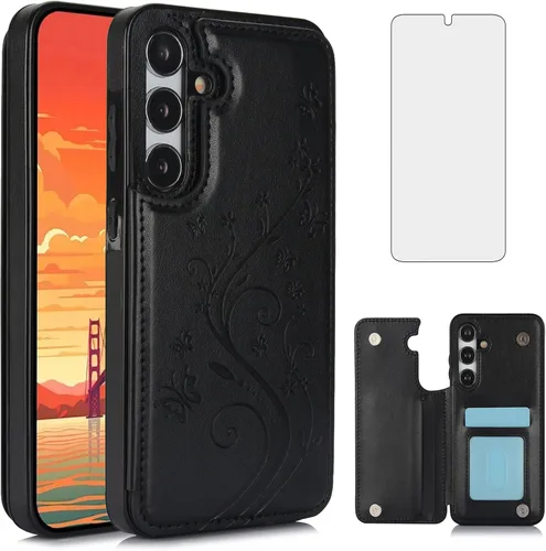 Vista 9 de Asuwish Funda de teléfono para Samsung Galaxy S25 5G con protector de pantalla de vidrio templado y tarjetero con soporte para tarjetero, soporte