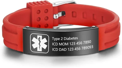 Vista 37 de OPALSTOCK Pulseras médicas personalizadas de silicona ajustable para identificación de emergencias, grabado gratuito, 9 pulgadas, resistente al