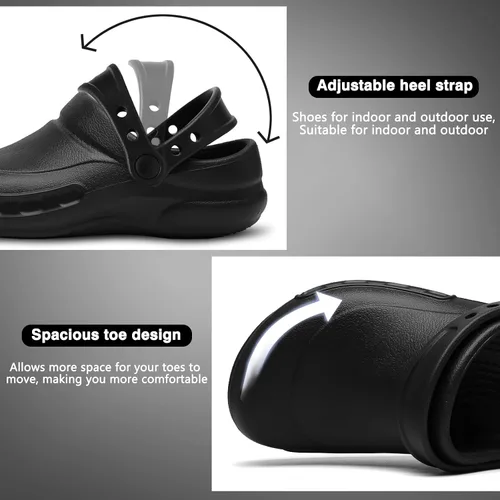 Vista 4 de Zapatos de chef unisex resistentes al aceite, zuecos de chef, zapatos de enfermería, zapatos de cocina para hombres, zapatos de trabajo impermeables
