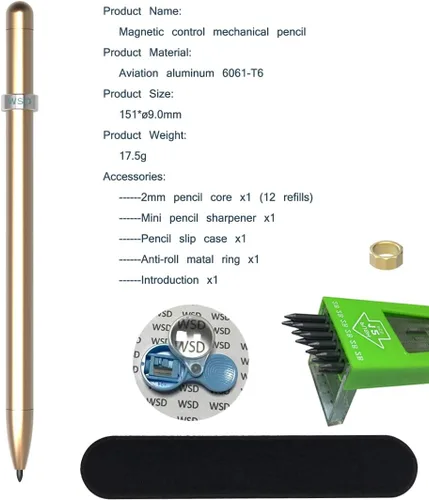 Vista 5 de Lápiz mecánico de aluminio Aviation, lápiz de control magnético, funciona con CNC, de varios colores, repuestos para lápiz, diámetro de 2.0 mm, 2B