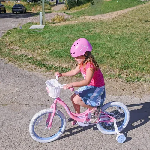 Vista 4 de JOYSTAR Fairy Girls Bike for Toddlers and Kids Ages 2-8 Years Old, 12 14 16 18 Inch Kids Bike with Training Wheels, Handbrake and Basket, Toddler