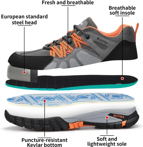Vista 9 de GLANOUDUN Steel Toe Shoes for Men Outdoor Men's Work Sneakers Comfort Safety Toe Working Shoes for Men Indestructible Industrial Construction Shoes