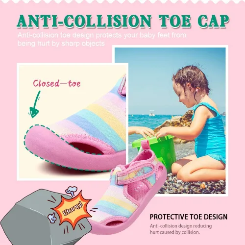 Vista 3 de STQ - Zapatos acuáticos para niños y niñas, de secado rápido, sin cordones, sandalias para la playa, para nadar, para la alberca, para bebés y niños