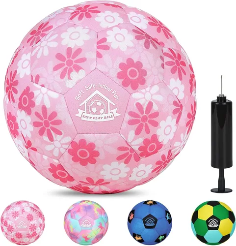 Vista 8 de Balón de Fútbol de Interior Tamaño 3 para Niños Pequeños, Pelotas de Fútbol Silenciosas Regalos para Niños y Niñas de 1-5 Años, Pelotas de Espuma