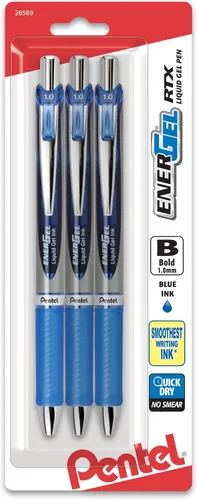 Vista 54 de Pentel EnerGel RTX - Bolígrafo de gel líquido retráctil, línea mediana, punta de metal, tinta de colores surtidos, paquete de 4 unidades (BL77BP4M)