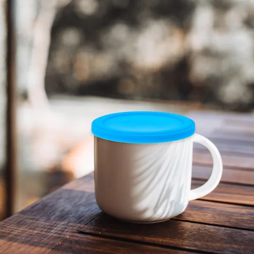 Vista 3 de PRETYZOOM 2 vasos de gel con tapas de silicona para café, resistente al calor, cubierta de tapa de taza apta para microondas
