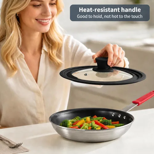 Vista 7 de Silicone Glass Pan Lids Compatible with Tramontina, 6-12 Inch, 3 Pack