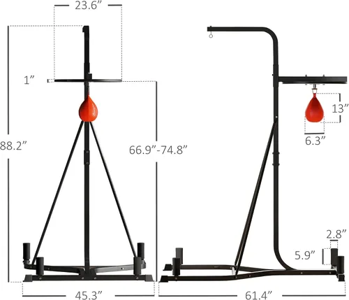 Vista 7 de Soozier Bolsa de velocidad con base ponderada con soporte para saco de Negro