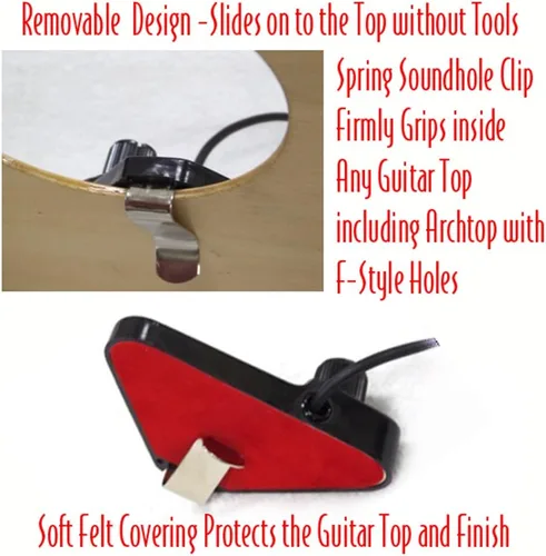 Vista 4 de GSP-1 Pastilla acústica para guitarra acústica con cable de 9 pies y enchufe de 1/4", Transductor Deluxe