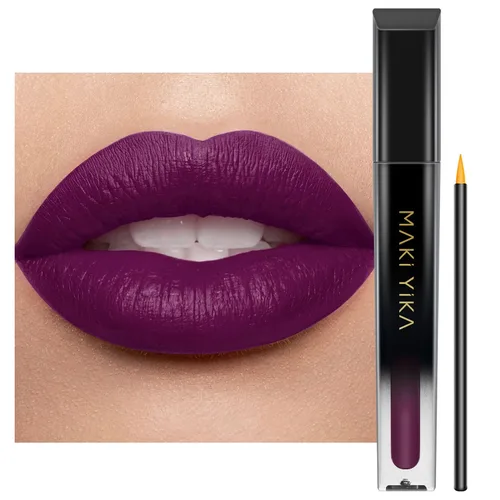 Vista 59 de MAKI YIKA Juego de 3 lápices labiales líquidos mate, color negro y rojo Negro/Rojo Oscuro/Desnudo