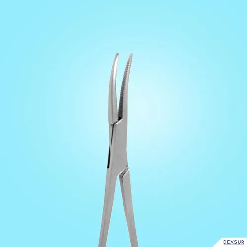 Vista 6 de Pinzas hemostáticas Kelly de precisión, pinzas de bloqueo, plateadas, acero inoxidable rectas y curvas (curvadas, 10,2 cm)