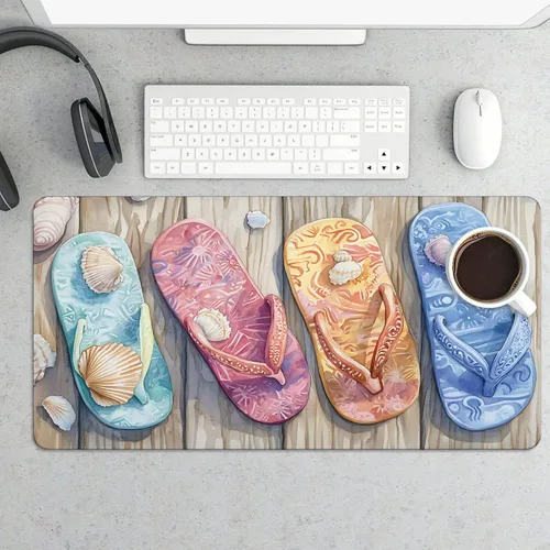 Vista 10 de Large Mouse Pad Beach Flamingos Palm Trees Rubber Base Keyboard Long Gaming Mouse pad Desk Mat Waterproof Non-Slip Protector Laptop Pads for Work