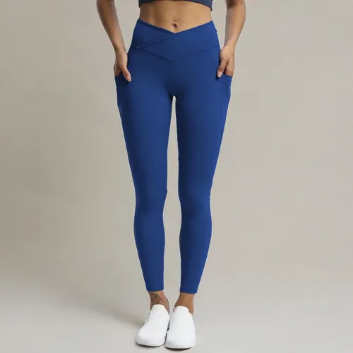 Vista 67 de Aoxjox Trinity - Pantalones de yoga de cintura alta con bolsillos para mujer, control de abdomen, cintura cruzada, leggings de entrenamiento suaves